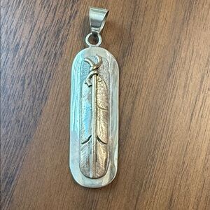 Silver and Gold Feather Pendant